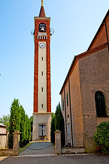 Image showing  building  clock tower in italy europe   stone and bell