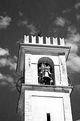 Image showing  building  clock tower in italy europe old  stone and bell