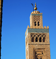 Image showing history in maroc africa  minaret religion and the blue     sky