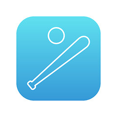 Image showing Baseball bat and ball line icon.