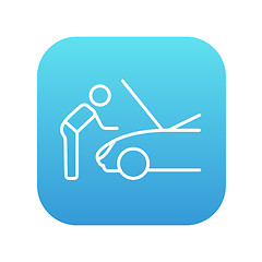 Image showing Man fixing car line icon.