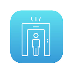 Image showing Man going through metal detector gate line icon.