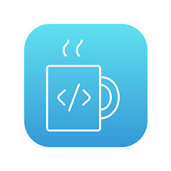 Image showing Cup of coffee with code sign line icon.