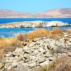 Image showing temple  in delos greece the historycal acropolis and old ruin si