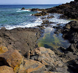 Image showing salt in lanzarote  isle foam rock spain  