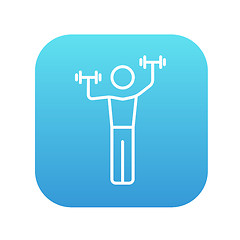 Image showing Man exercising with dumbbells line icon.