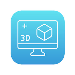 Image showing Computer monitor with 3D box line icon.