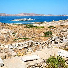 Image showing temple  in delos greece the historycal acropolis and old ruin si