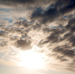 Image showing in the red blue sky cloud and sunrise orange color