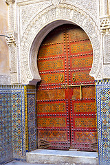 Image showing historical in  antique building door  and metal 