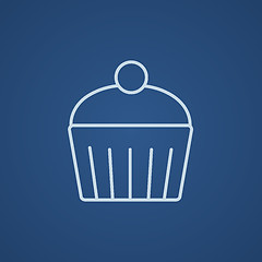 Image showing Cupcake with cherry line icon.