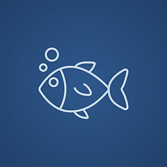 Image showing Little fish under water line icon.