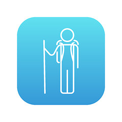 Image showing Tourist backpacker line icon.