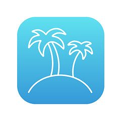 Image showing Two palm trees on island line icon.