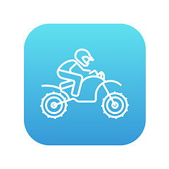 Image showing Man riding motocross bike line icon.