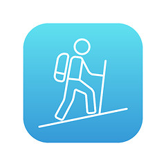 Image showing Tourist backpacker line icon.