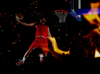 Image showing double exposure of basketball player in action