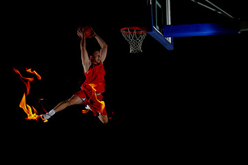 Image showing double exposure of basketball player in action