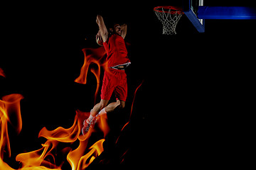 Image showing double exposure of basketball player in action