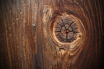 Image showing big knot on spruce plank