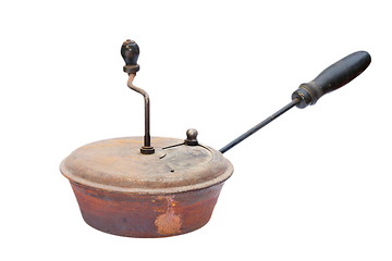 Image showing copper chestnut roaster on white background