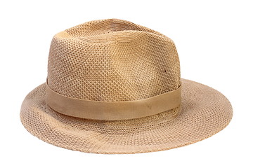 Image showing beige straw hat over white