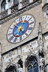 Image showing The clock on town hall at Marienplatz in Munich, Germany