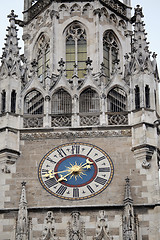 Image showing The clock on town hall at Marienplatz in Munich, Germany