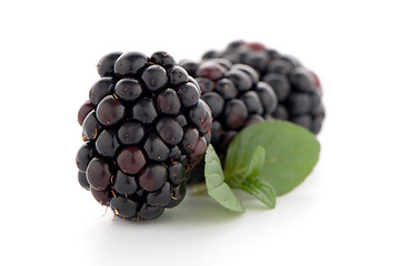 Image showing Blackberries with leaves