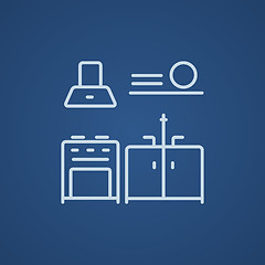 Image showing Kitchen interior line icon.