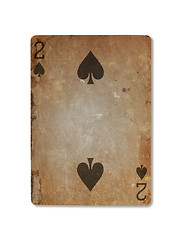 Image showing Very old playing card, two of spades