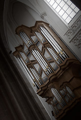 Image showing Creepy image of an old pipe organ