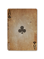 Image showing Very old playing card, ace of clubs