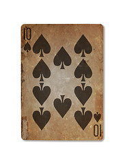 Image showing Very old playing card, ten of spades