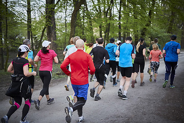 Image showing Young runners in the park