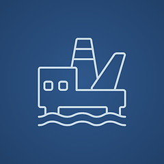 Image showing Offshore oil platform line icon.