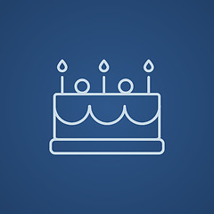 Image showing Birthday cake with candles line icon.