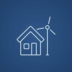 Image showing House with windmill line icon.