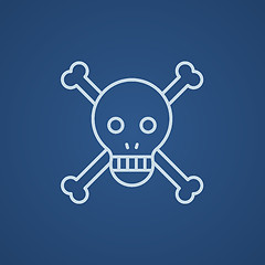 Image showing Skull and cross bones line icon.