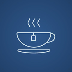 Image showing Hot tea in cup line icon.