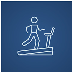 Image showing Man running on treadmill line icon.