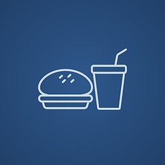 Image showing Fast food meal line icon.