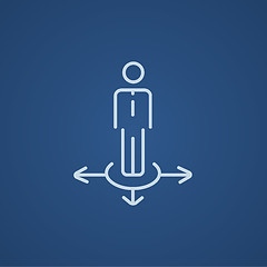 Image showing Businessman in three ways line icon.