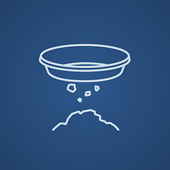 Image showing Bowl for sifting gold line icon.