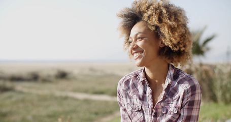 Image showing Young Smiling Woman Outdoors