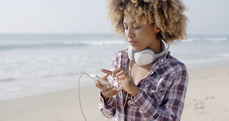 Image showing Gorgeous Girl Listening To Music