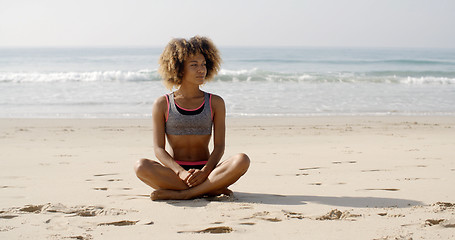 Image showing Girl Relaxing On A Beach