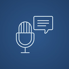 Image showing Microphone with speech square line icon.