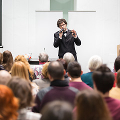 Image showing Speaker Talking at Business Conference.