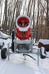 Image showing Snowmaking is the production of snow  on ski slopes. 